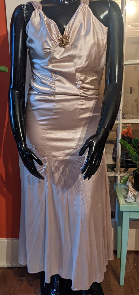 Vintage disco-era stretch satin gown